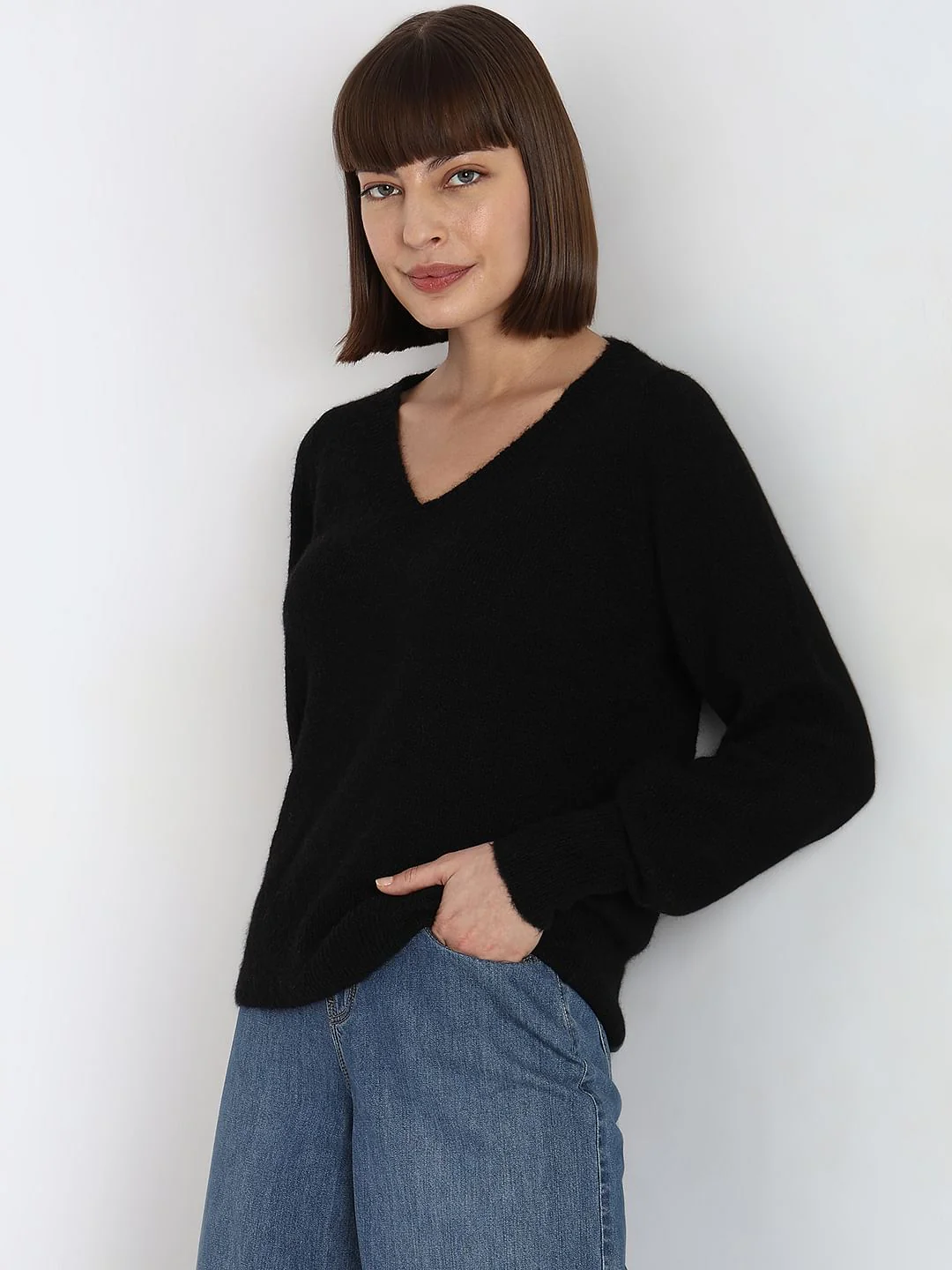 Black V-Neck Pullover - Image 3