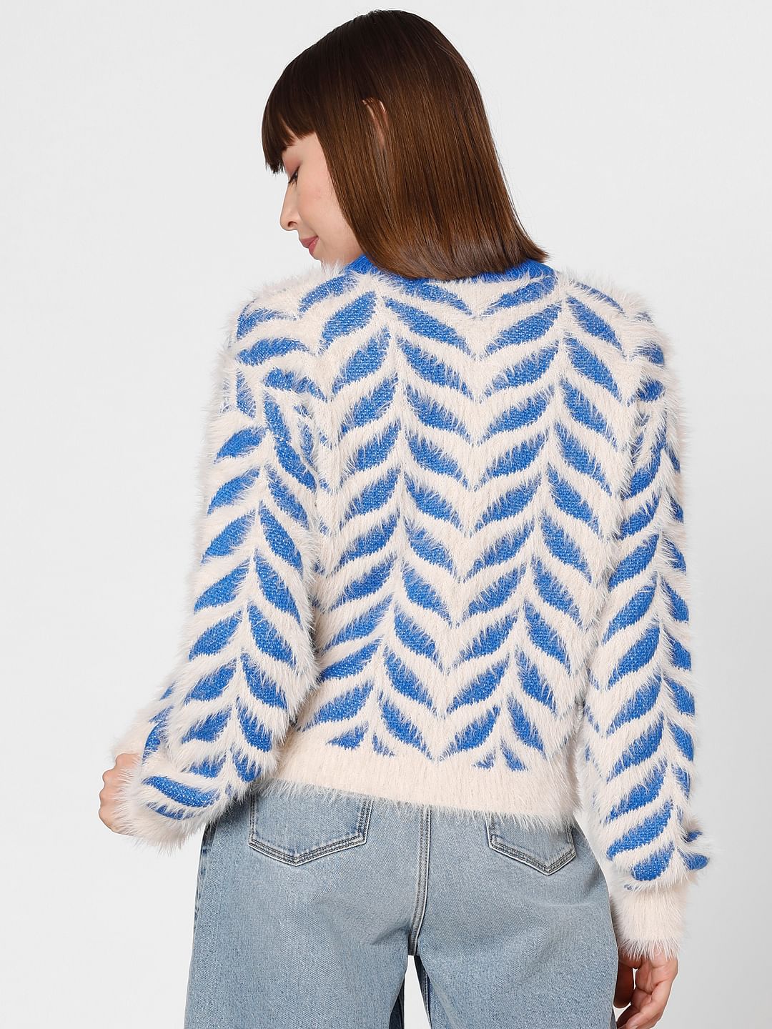 Blue & White Textured Pullover - Image 4