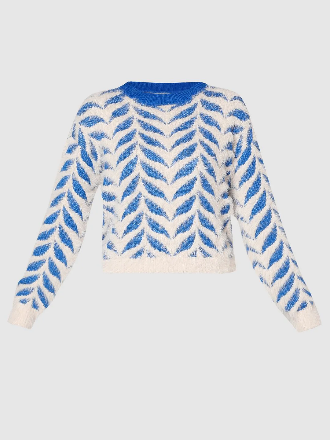 Blue & White Textured Pullover - Image 7