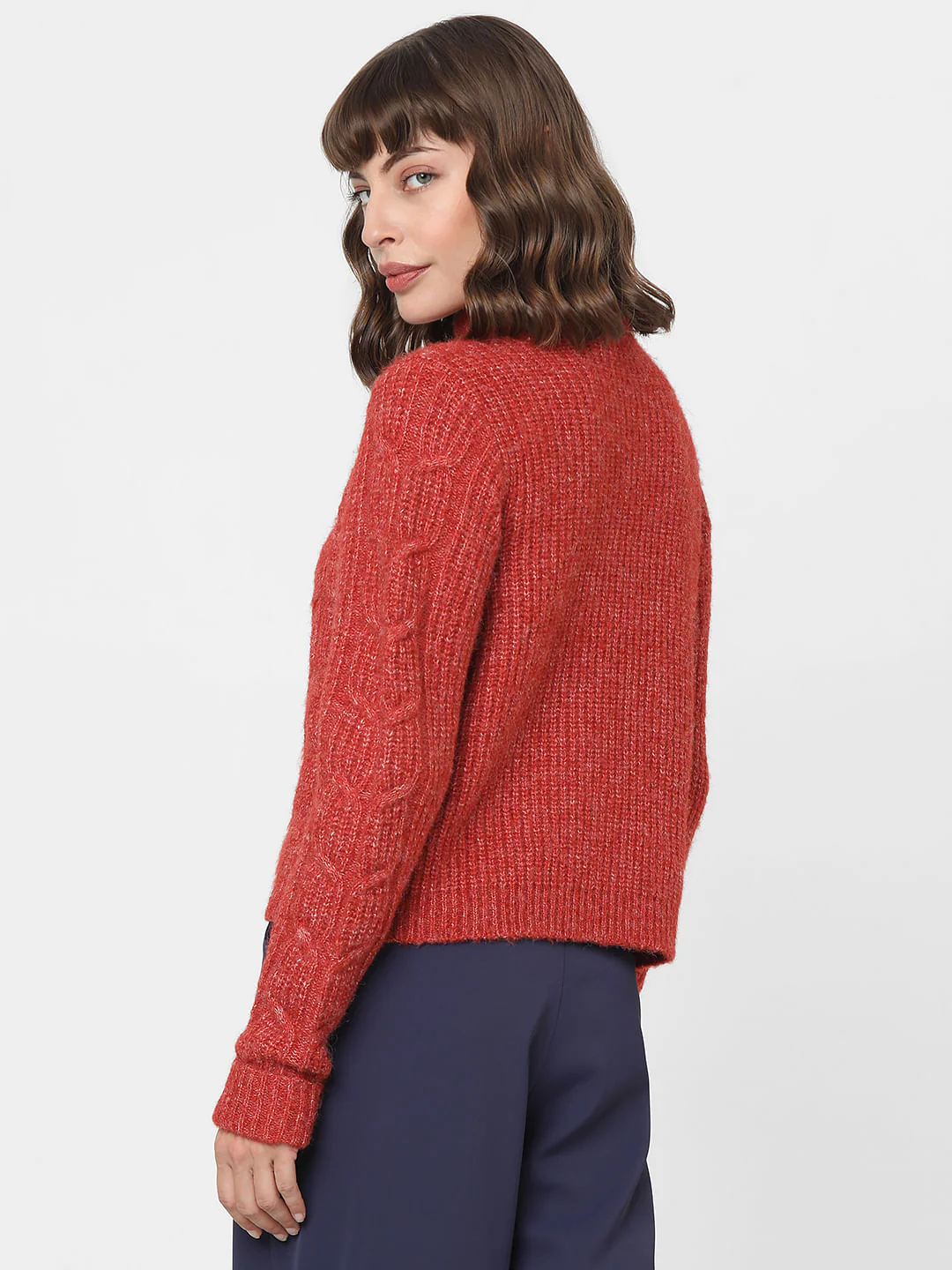 Red High Neck Zip Cardigan - Image 4