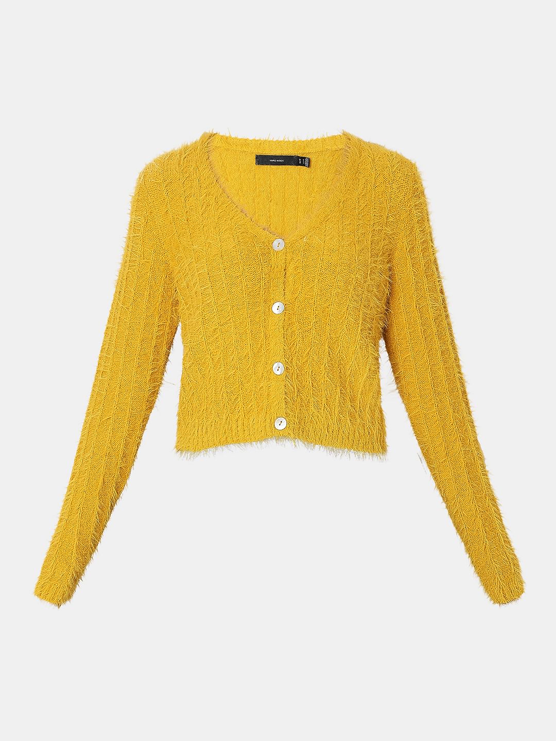 Yellow Fuzzy Detail Cardigan - Image 7