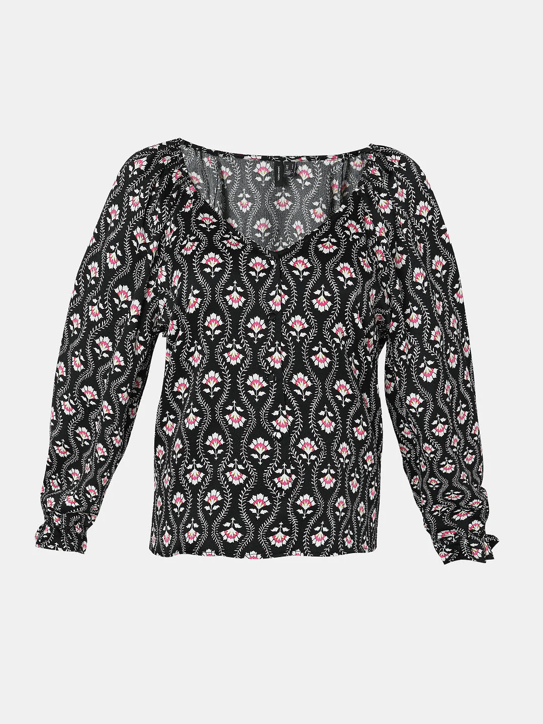Black Floral Print Top - Image 7