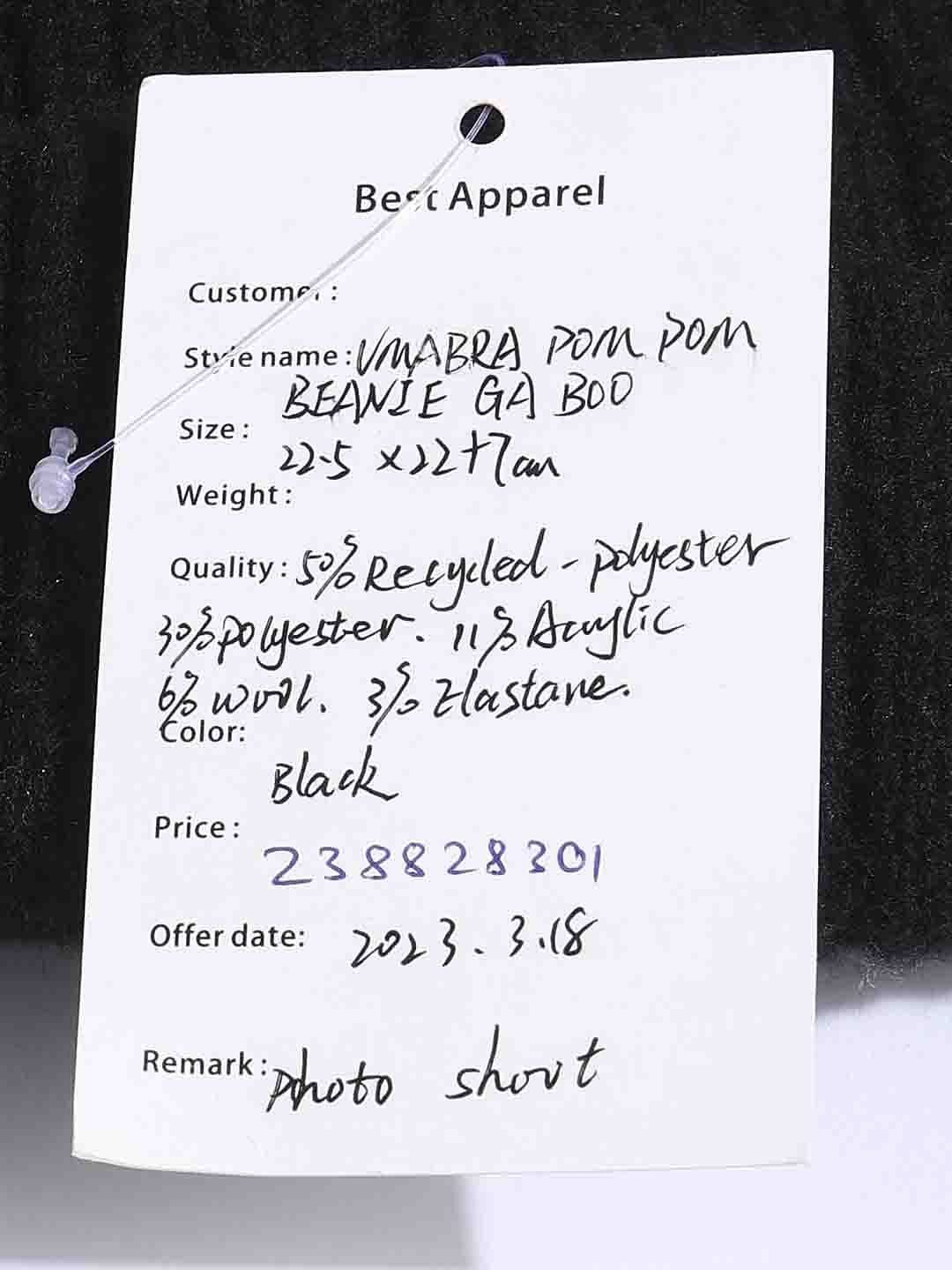 Black Pom Pom Beanie - Image 4