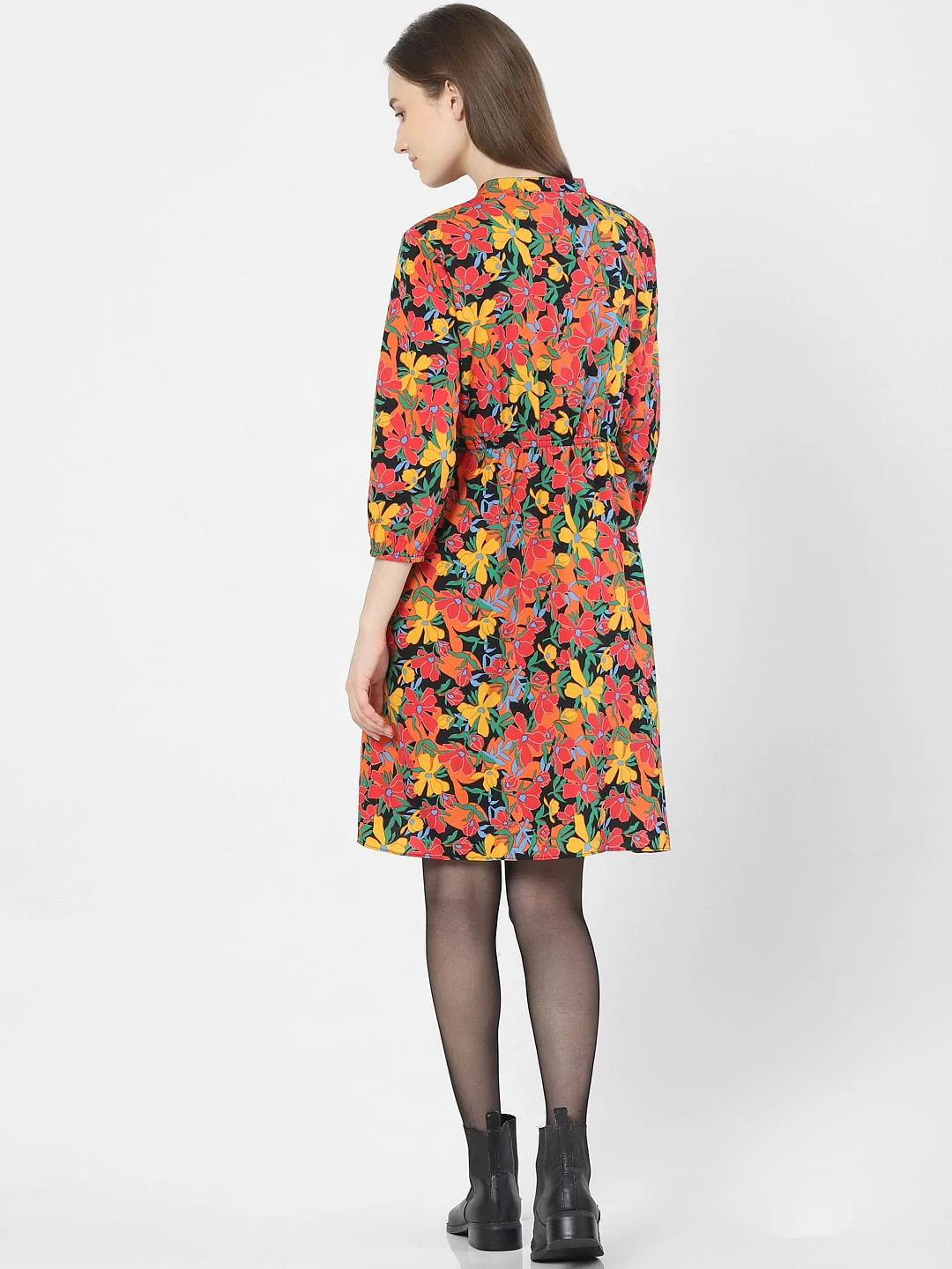 Red Floral Print Shift Dress - Image 3