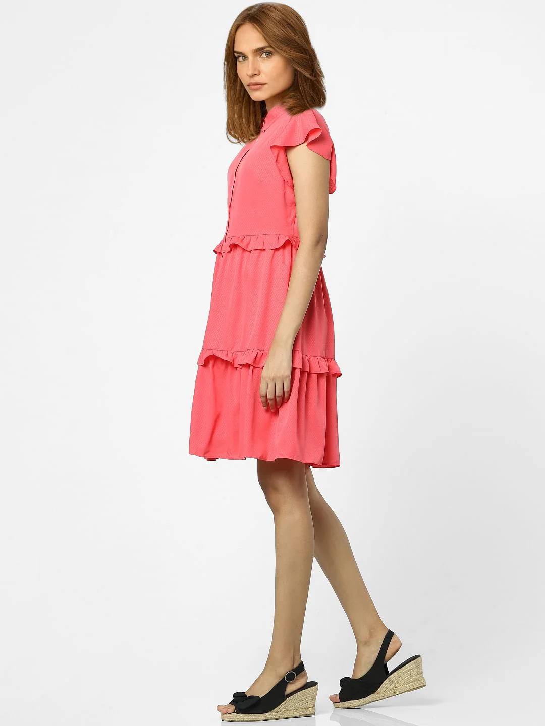 Pink Tiered Shirt Dress - Image 2