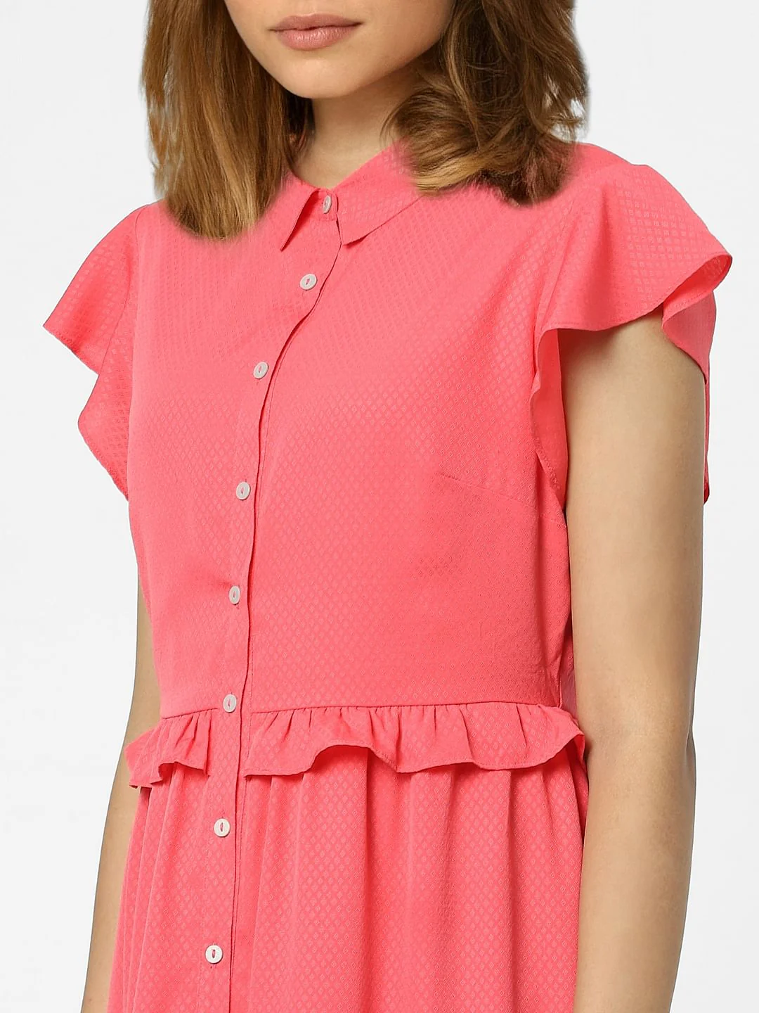 Pink Tiered Shirt Dress - Image 4