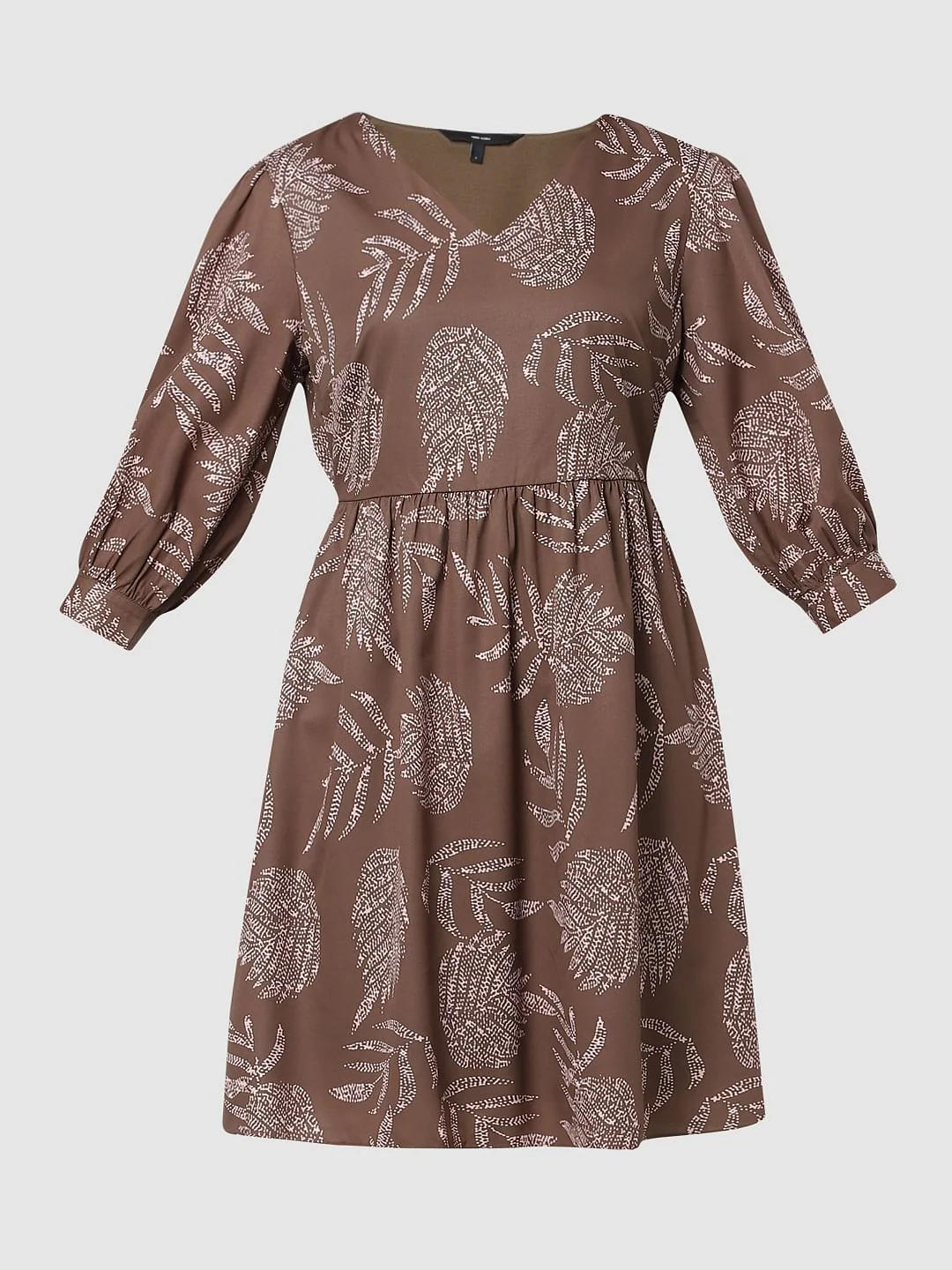 Dull Brown Printed Shift Dress - Image 5