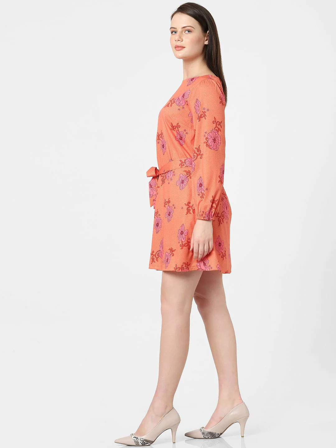 Orange Floral Shift Dress - Image 2
