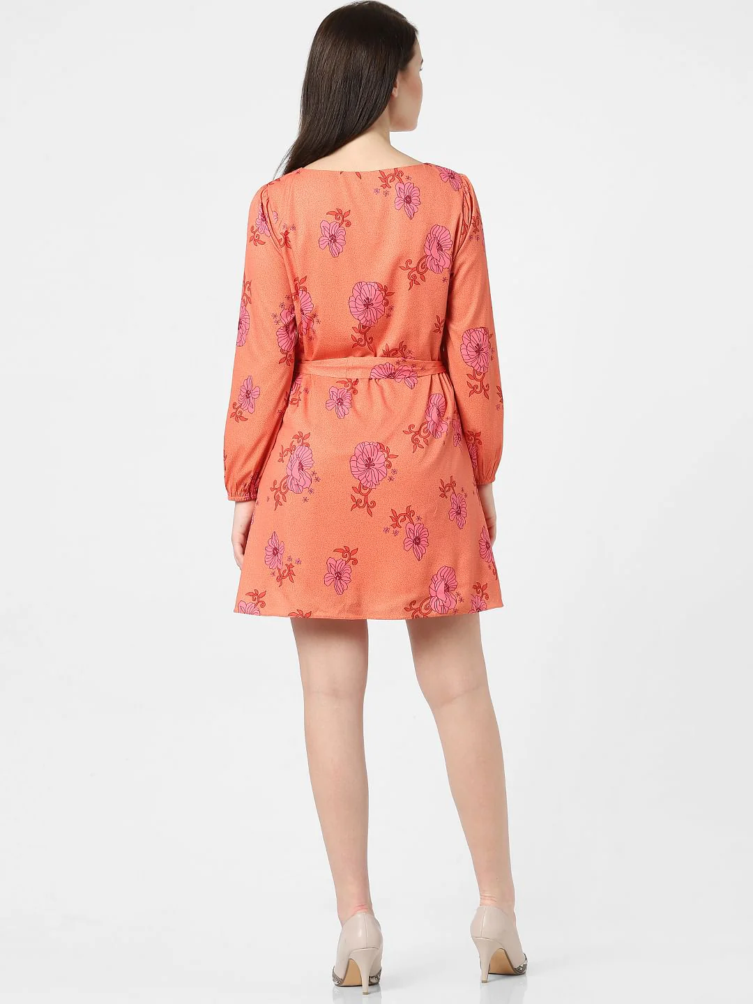 Orange Floral Shift Dress - Image 3