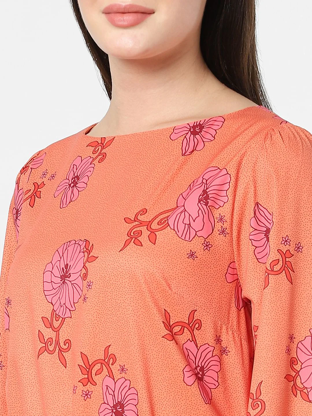 Orange Floral Shift Dress - Image 4