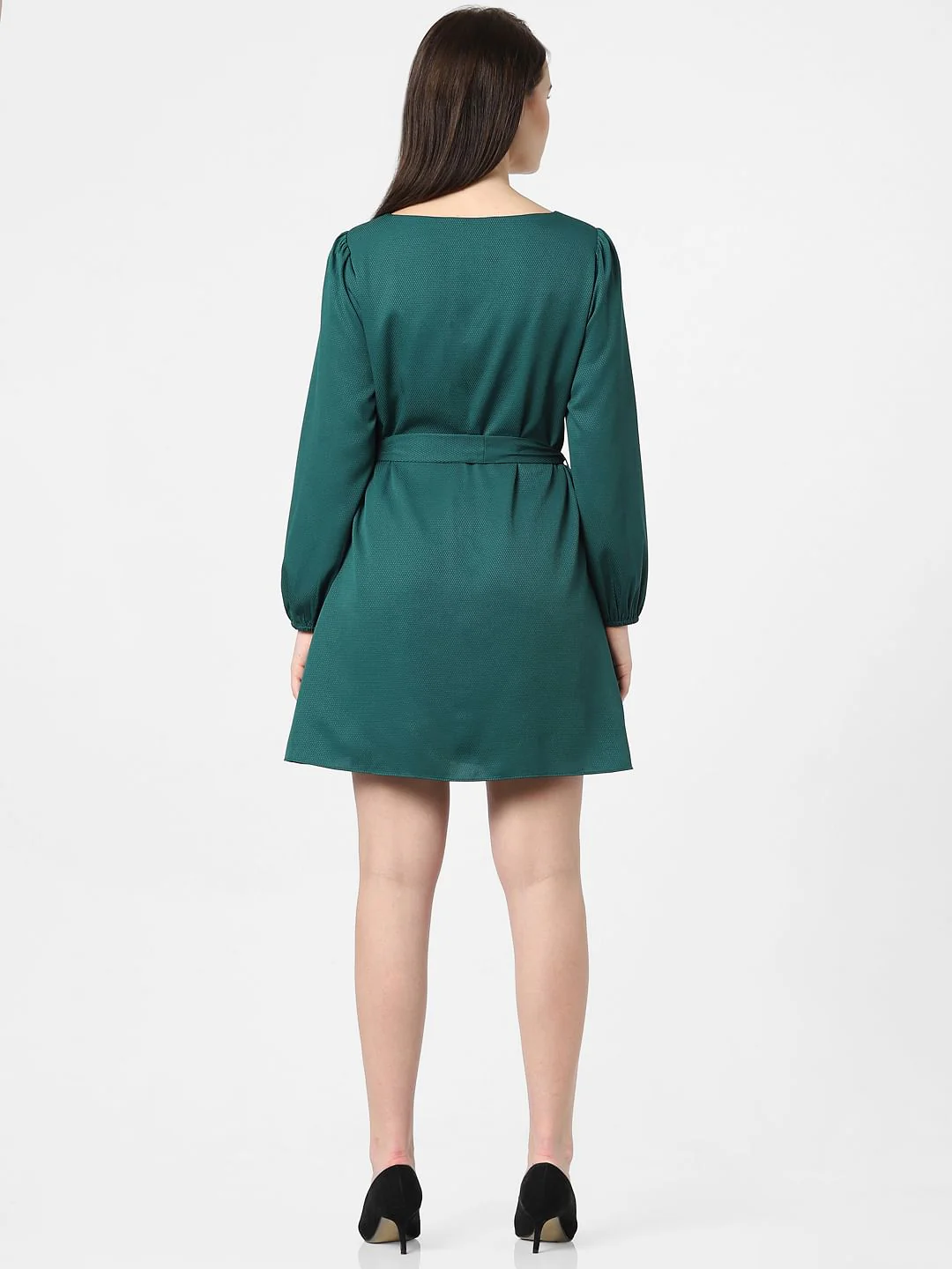 Dark Green Fit & Flare Dress - Image 3
