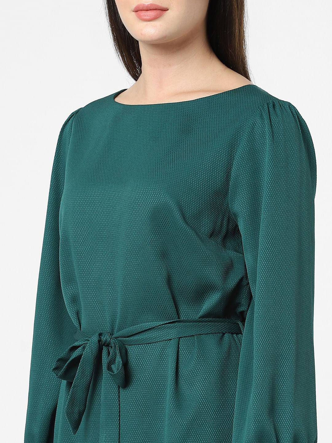 Dark Green Fit & Flare Dress - Image 4
