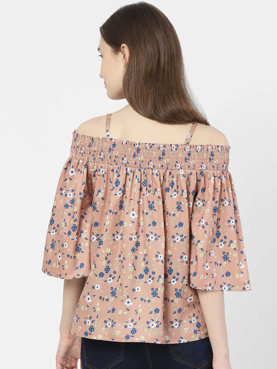 Beige Floral One Shoulder Top - Image 3