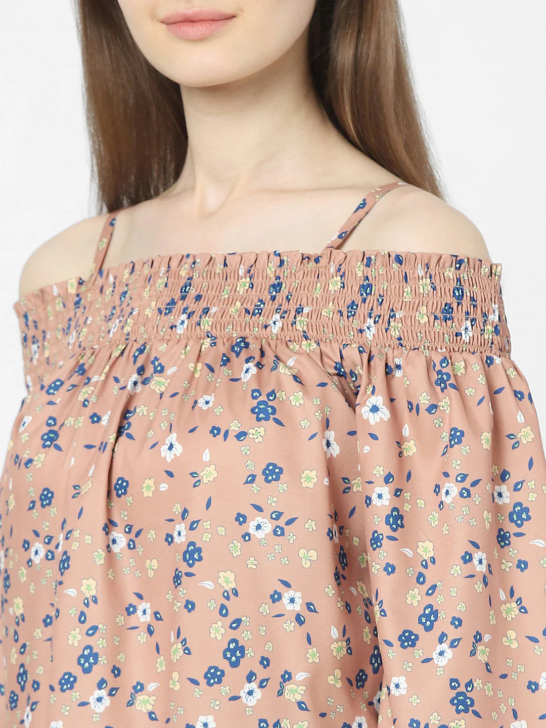 Beige Floral One Shoulder Top - Image 5