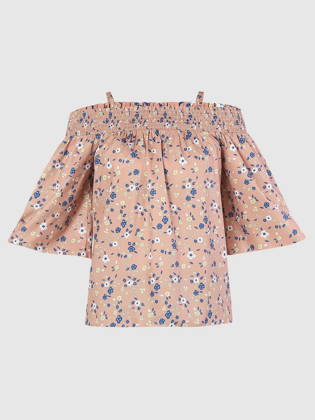 Beige Floral One Shoulder Top - Image 6