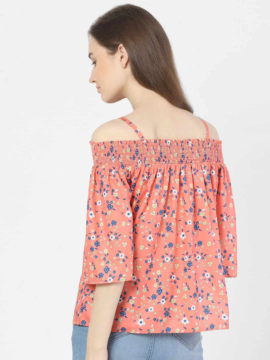 Orange Floral Off-Shoulder Top - Image 3