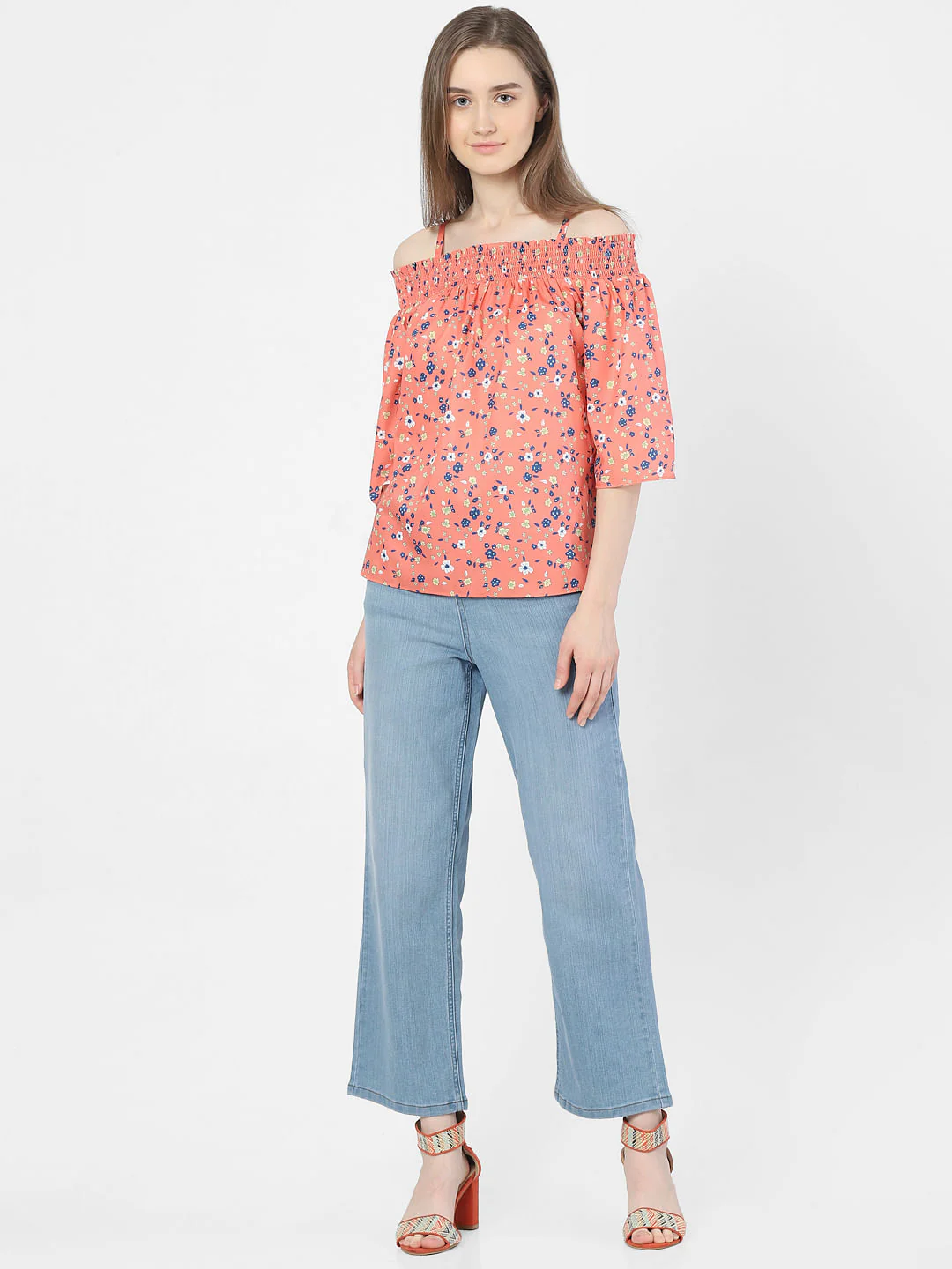 Orange Floral Off-Shoulder Top - Image 4