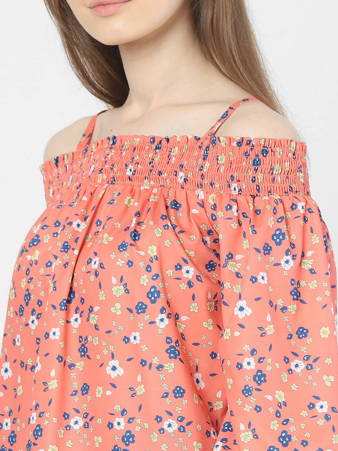 Orange Floral Off-Shoulder Top - Image 5