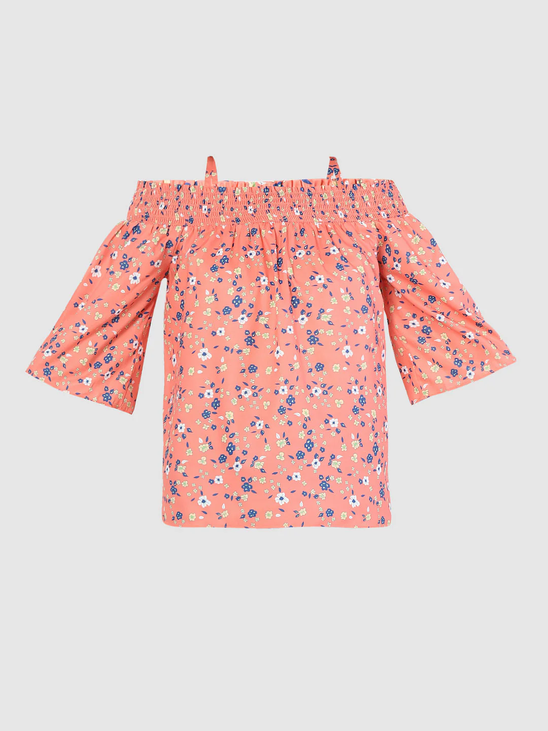 Orange Floral Off-Shoulder Top - Image 6