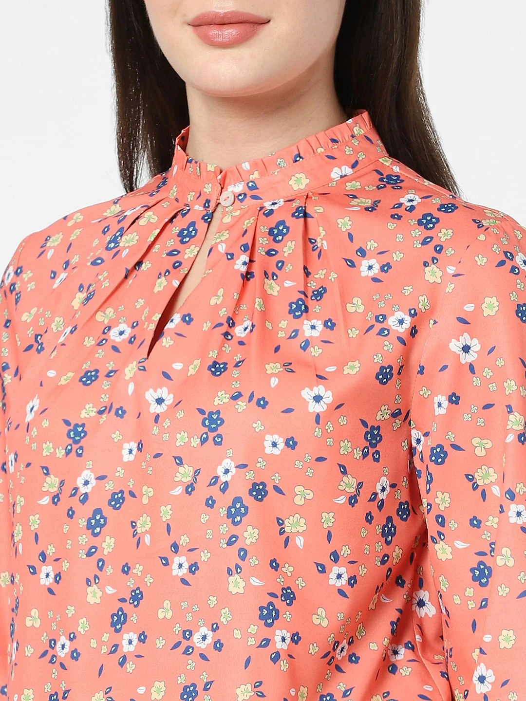 Orange Floral Print Top - Image 4