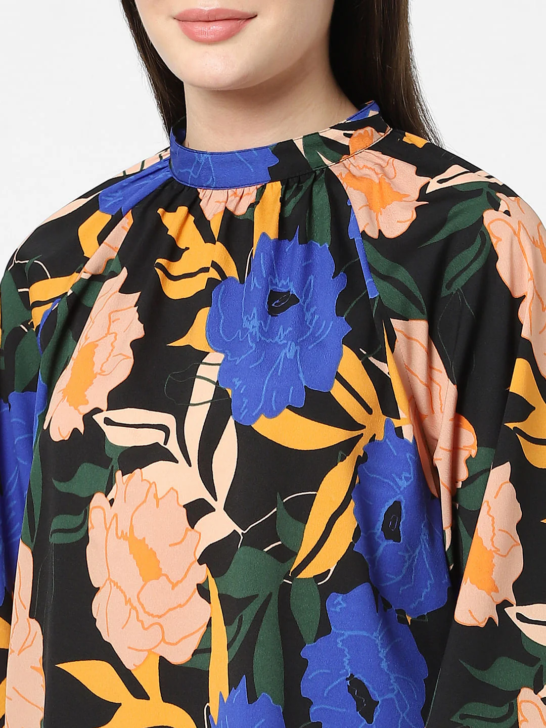 Black Floral High Neck Top - Image 4