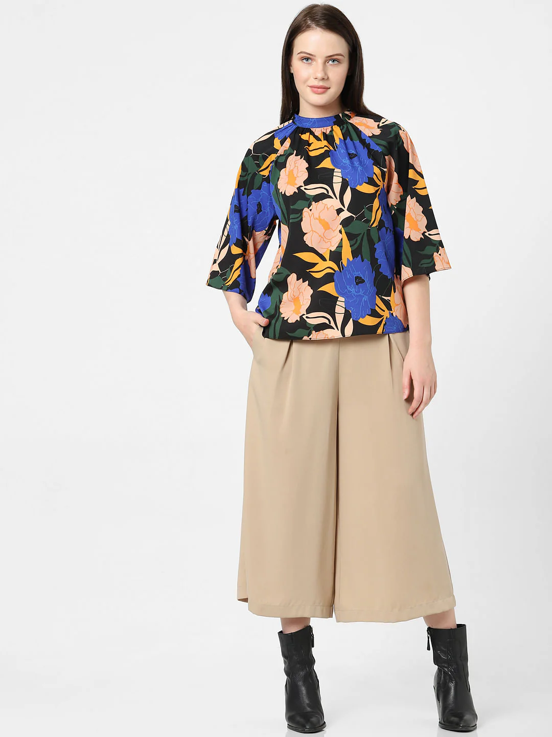 Black Floral High Neck Top - Image 5