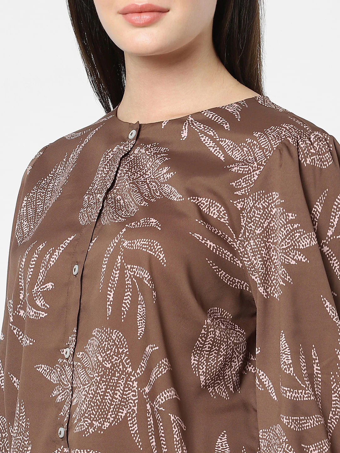 Dull Brown Printed Top - Image 4