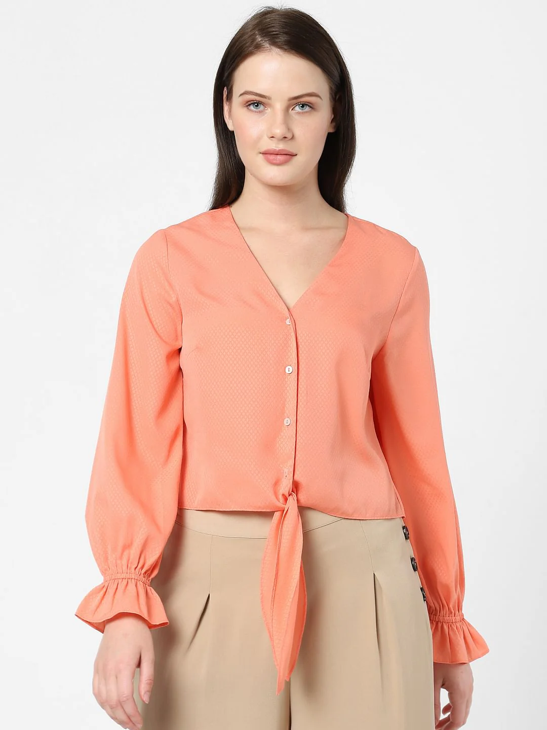 Orange Front Knot Top