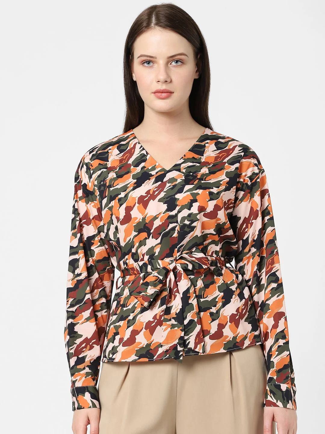 Green Abstract Print Top