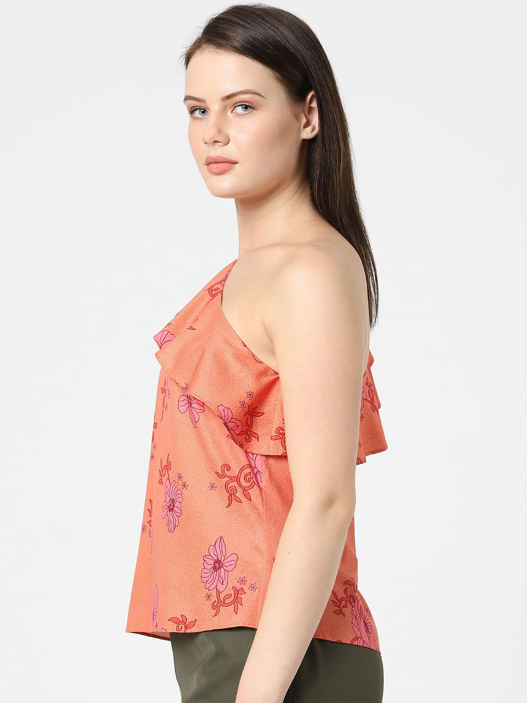 Orange Floral One-Shoulder Top - Image 2