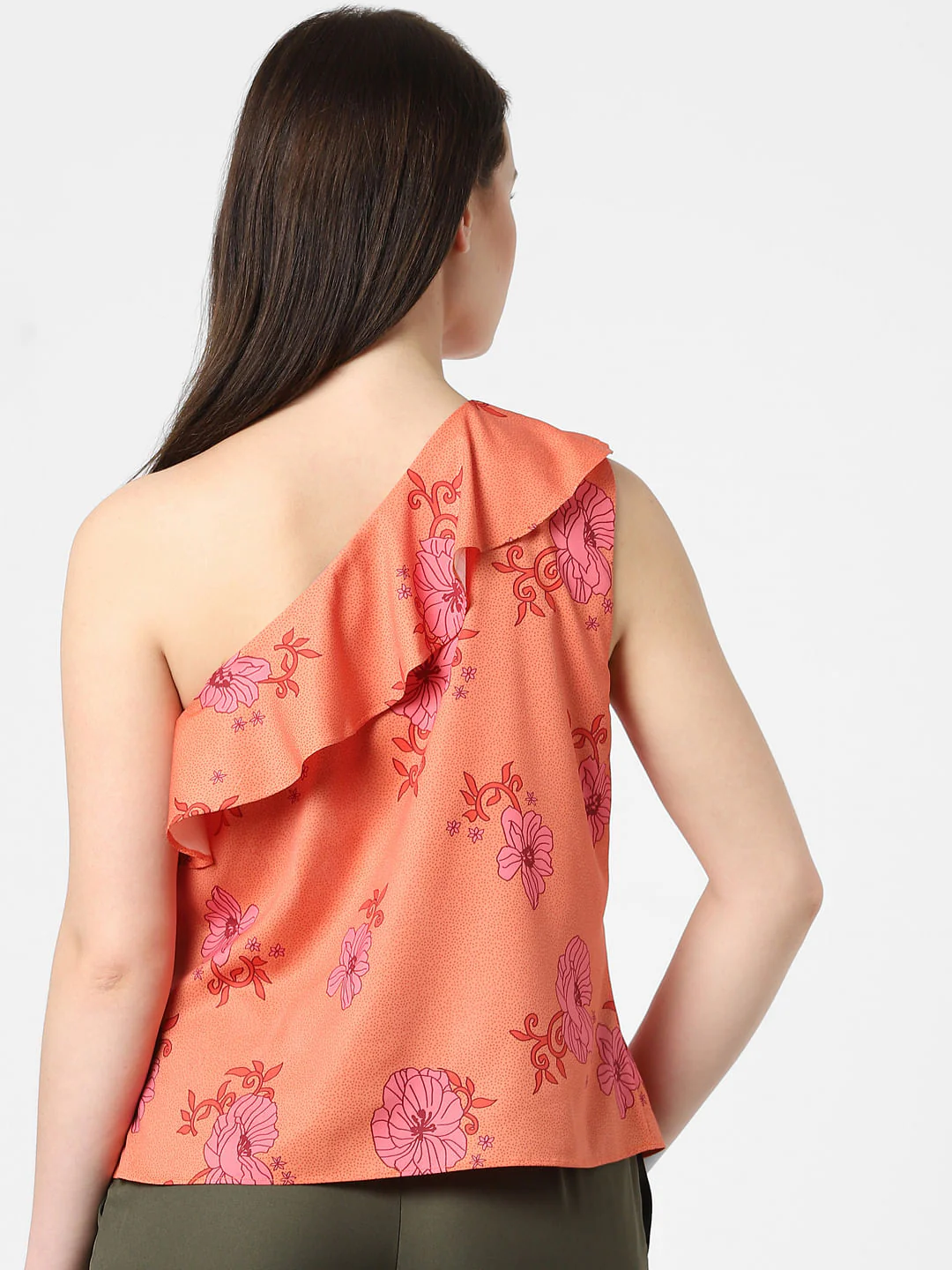 Orange Floral One-Shoulder Top - Image 3