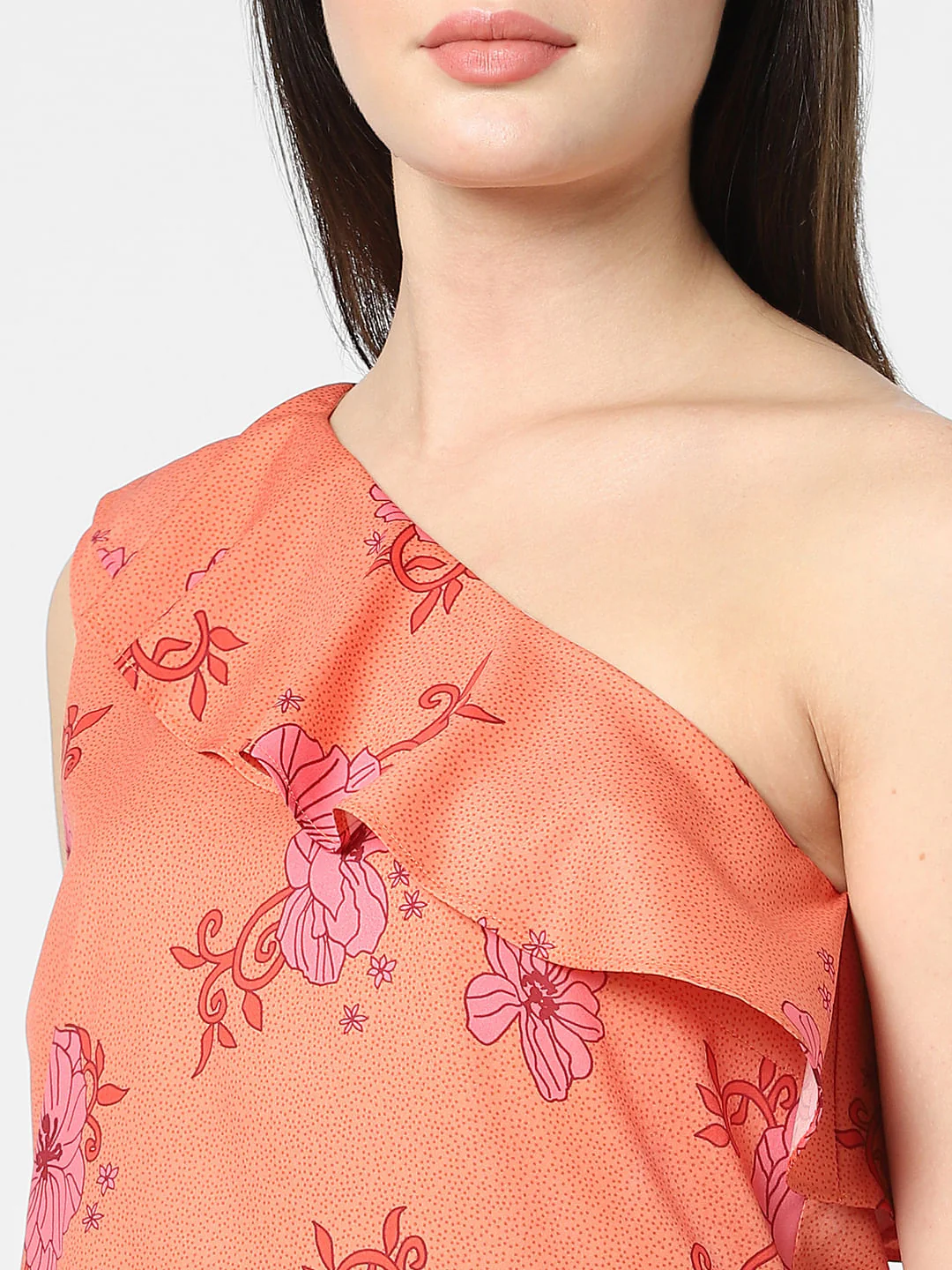 Orange Floral One-Shoulder Top - Image 4