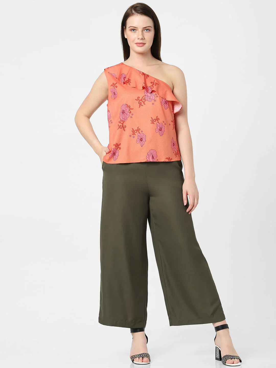 Orange Floral One-Shoulder Top - Image 5