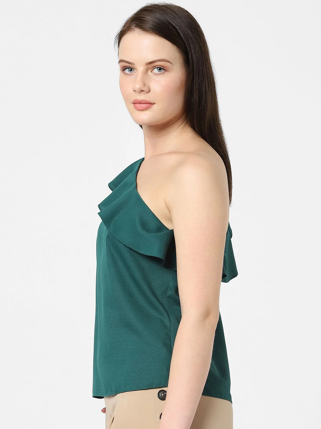 Dark Green One Shoulder Top - Image 2