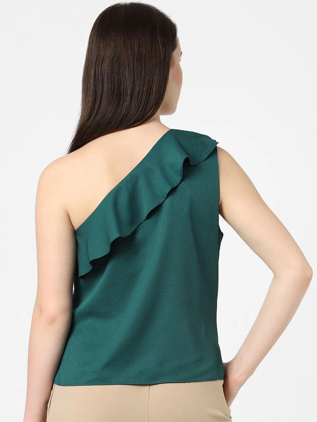 Dark Green One Shoulder Top - Image 3