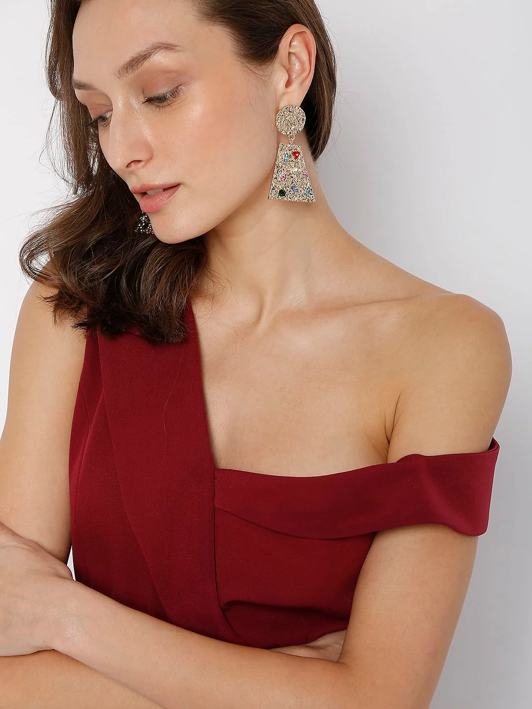 Golden Stone Plated Earrings