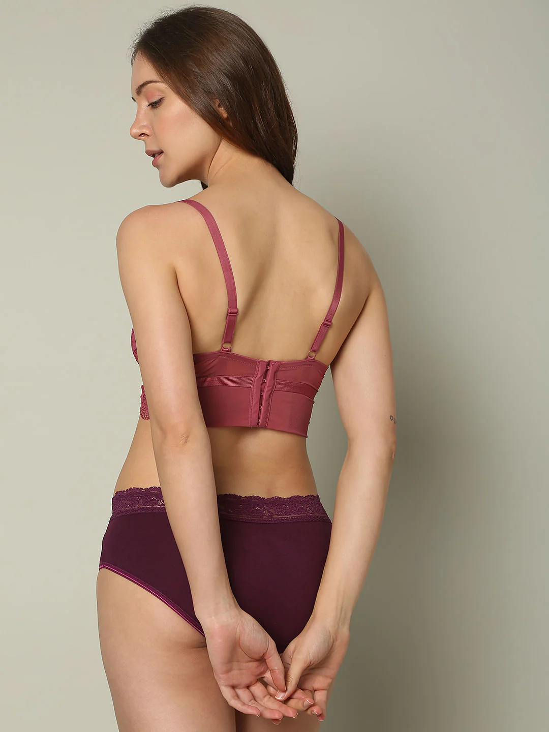 Intimates Pink Lace Plunge Bra - Image 4