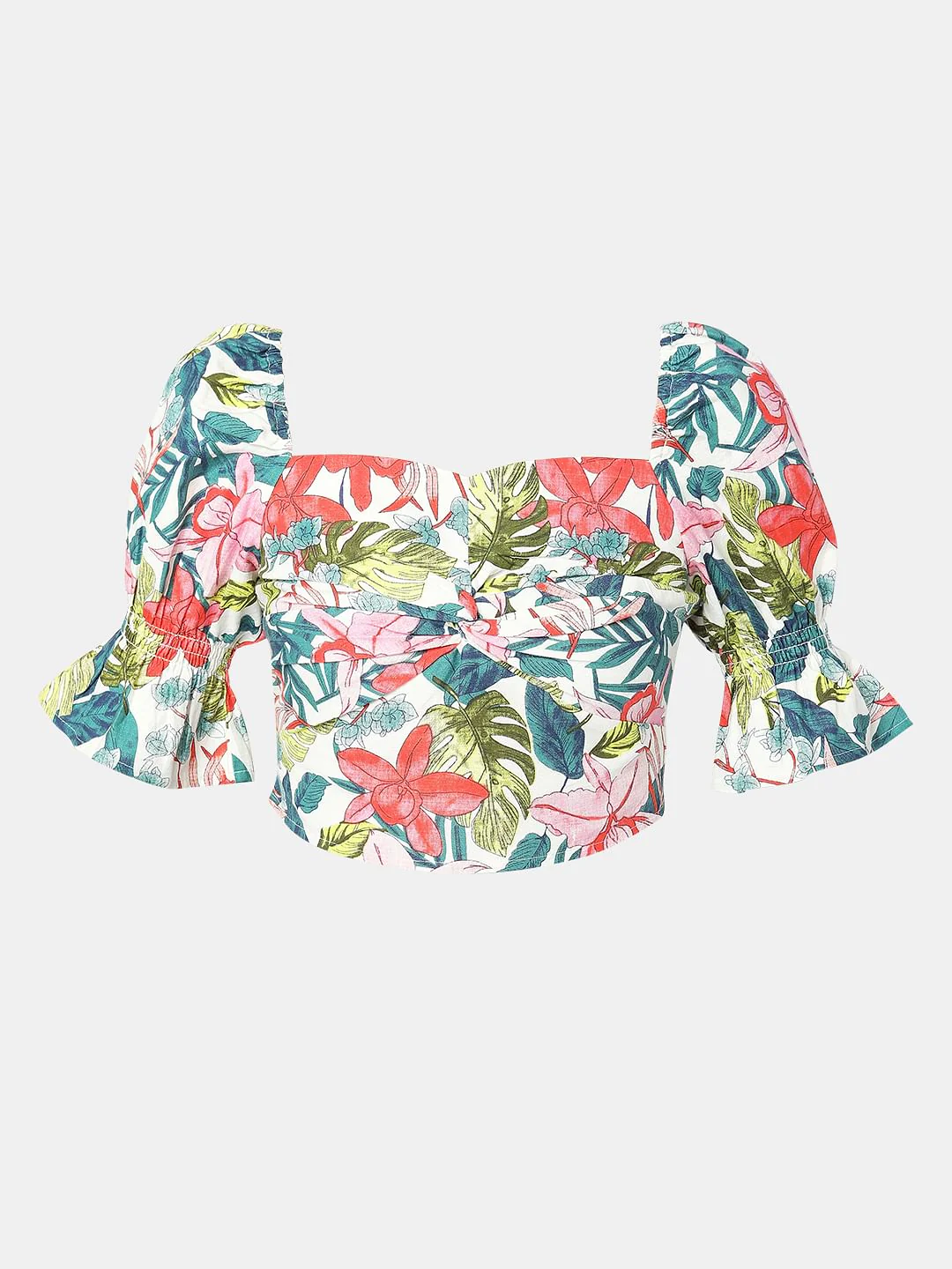 White Floral Print Crop Top - Image 7