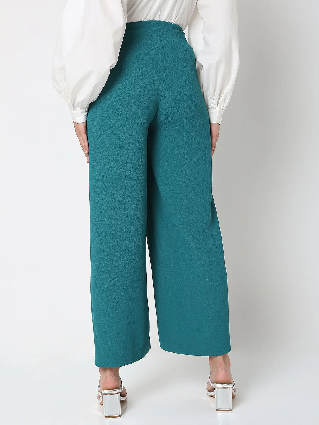 Teal High Rise Flared Co-Ord Set Pants - Image 4