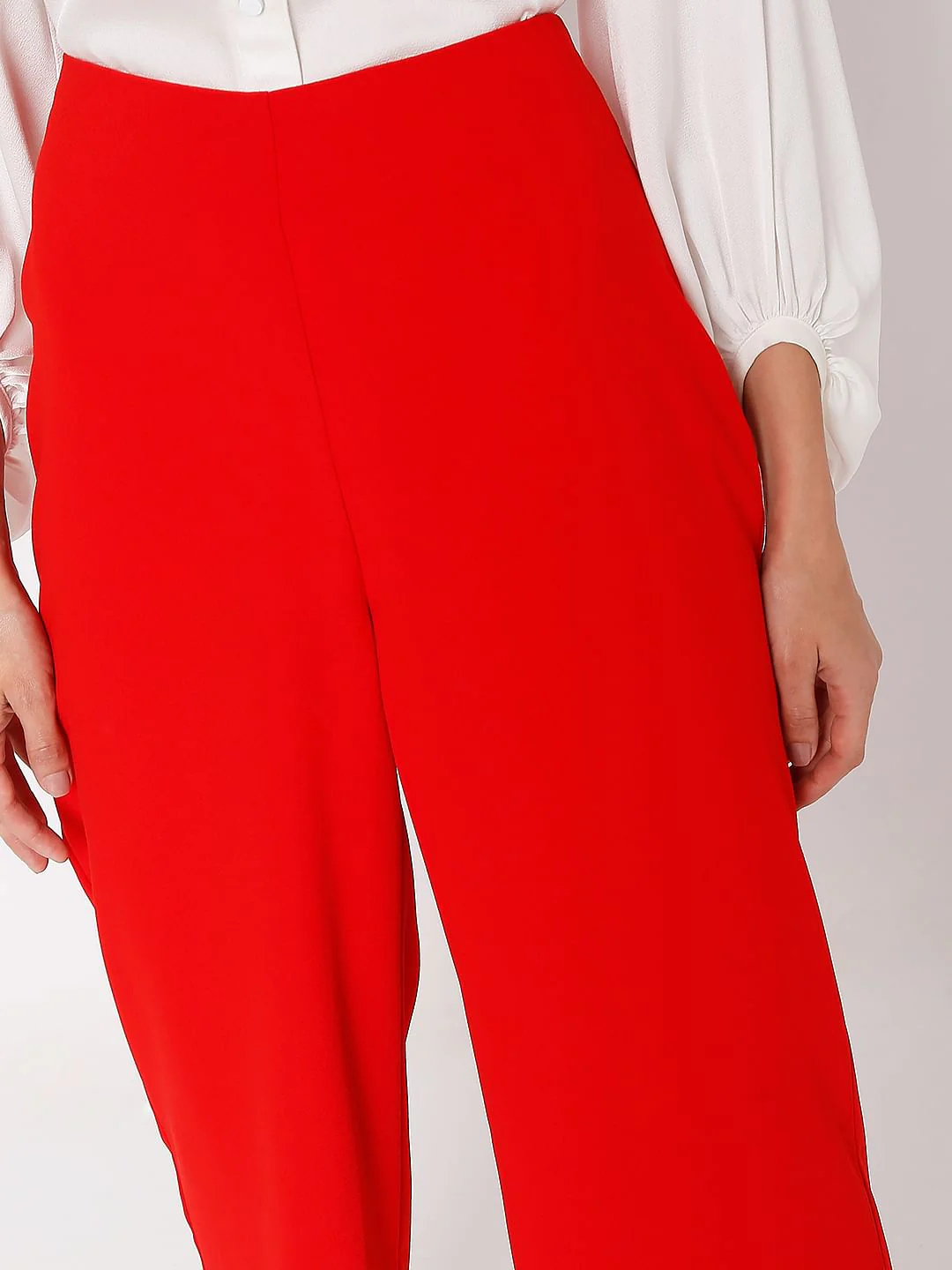 Red High Rise Wide Leg Co-Ord Set Pants - Image 5