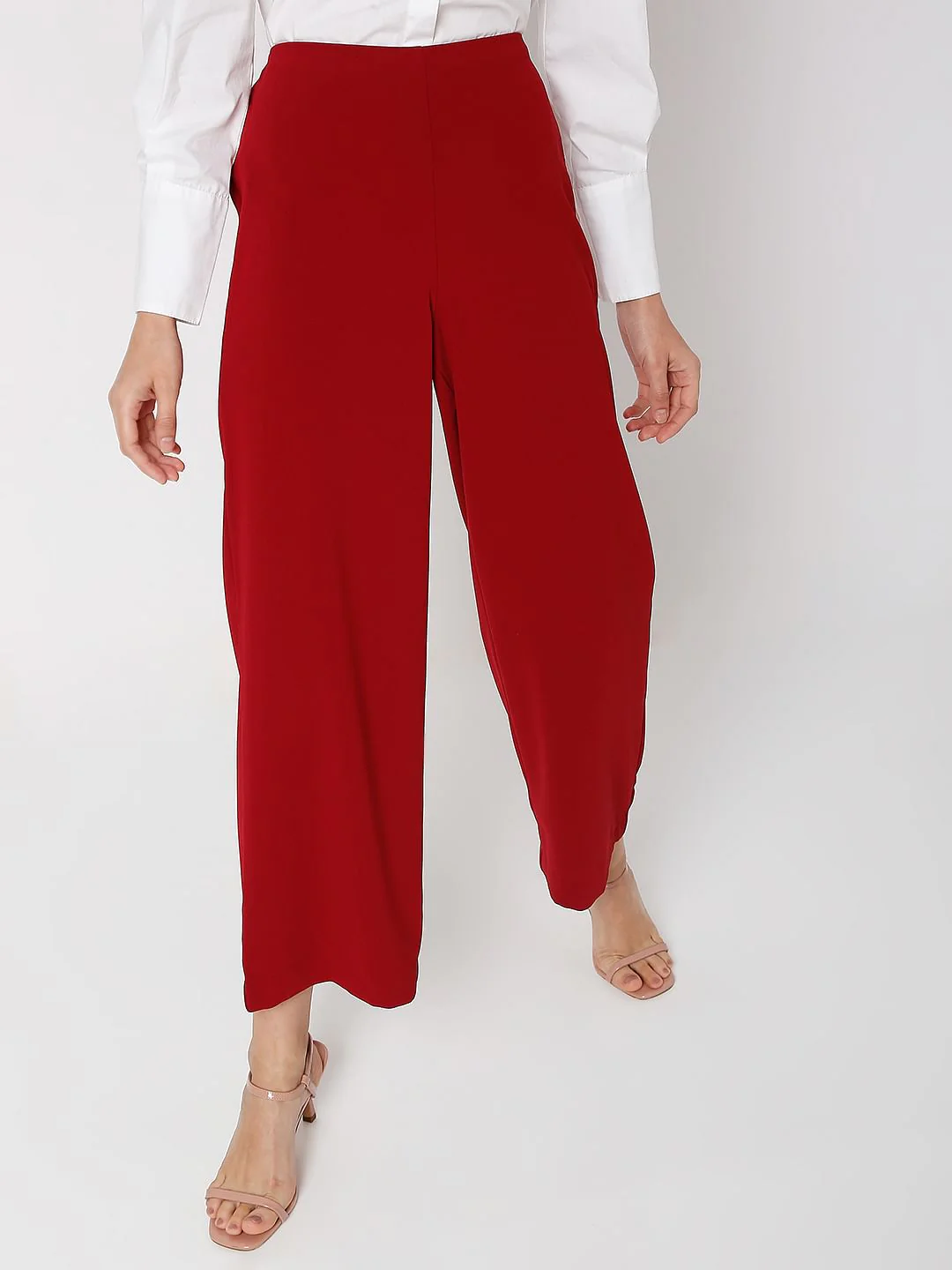 Maroon High Rise Wide Leg Co-Ord Set Pants - Image 2