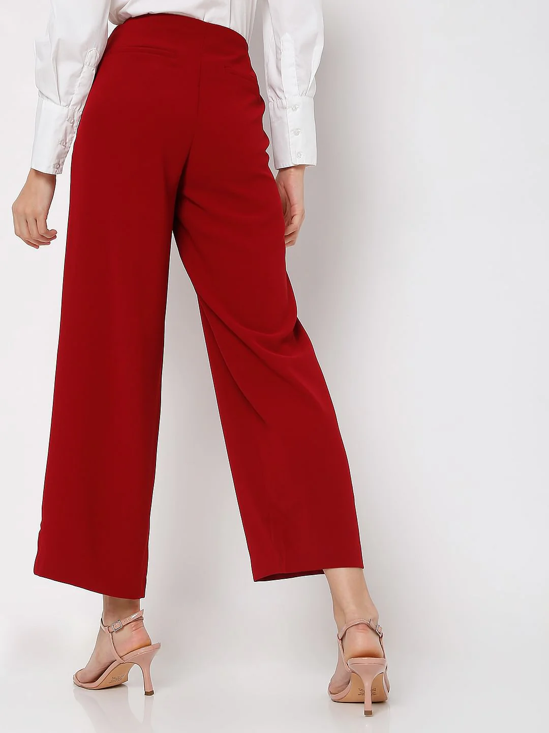Maroon High Rise Wide Leg Co-Ord Set Pants - Image 4
