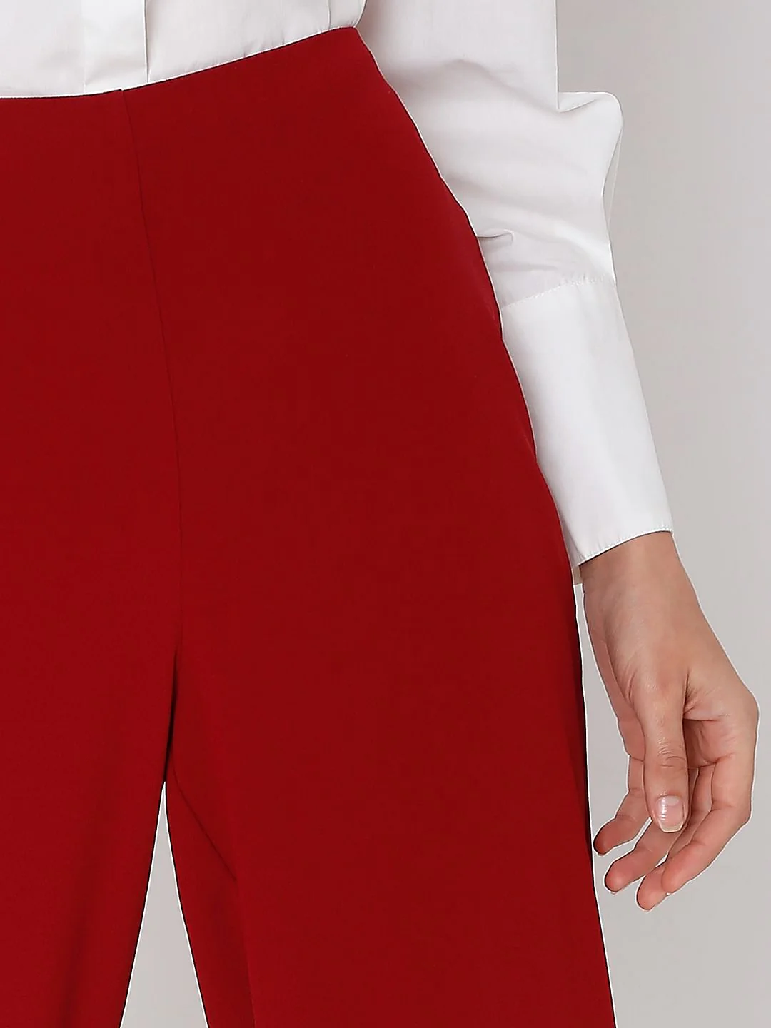 Maroon High Rise Wide Leg Co-Ord Set Pants - Image 5