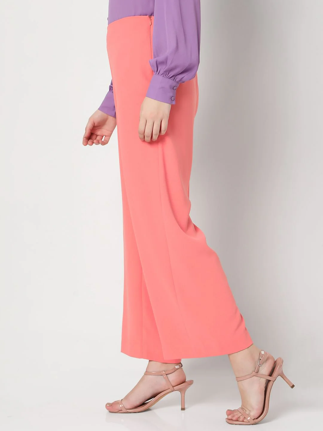 Coral High Rise Flared Co-Ord Set Pants - Image 3