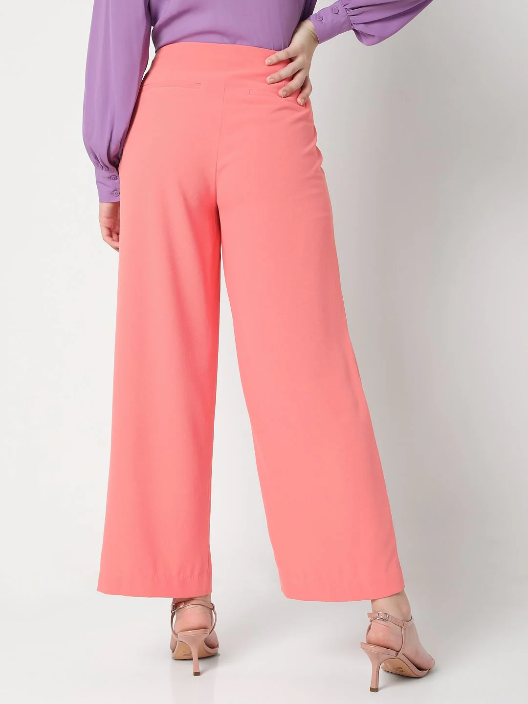 Coral High Rise Flared Co-Ord Set Pants - Image 4