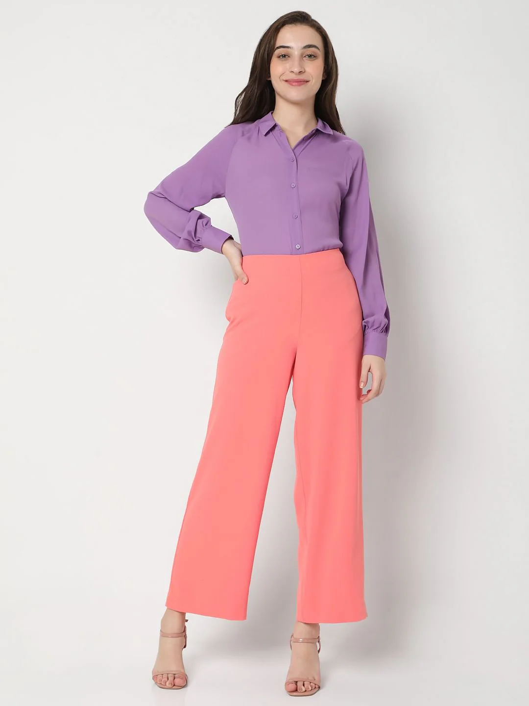 Coral High Rise Flared Co-Ord Set Pants - Image 6