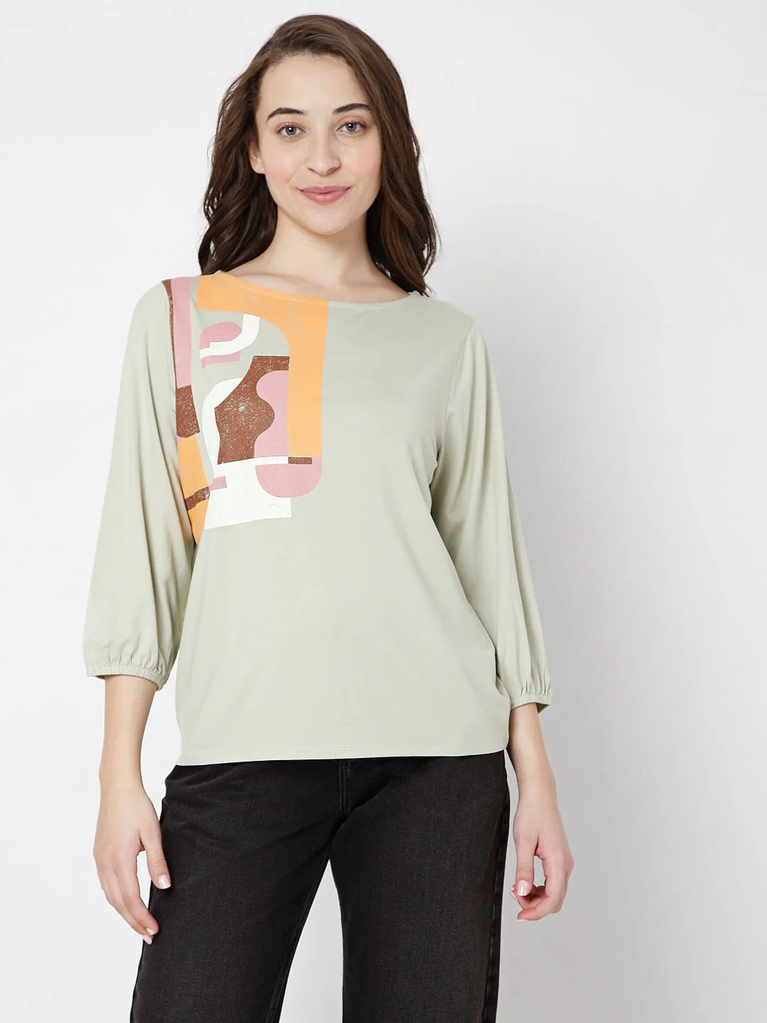 Green Abstract Print Top - Image 2
