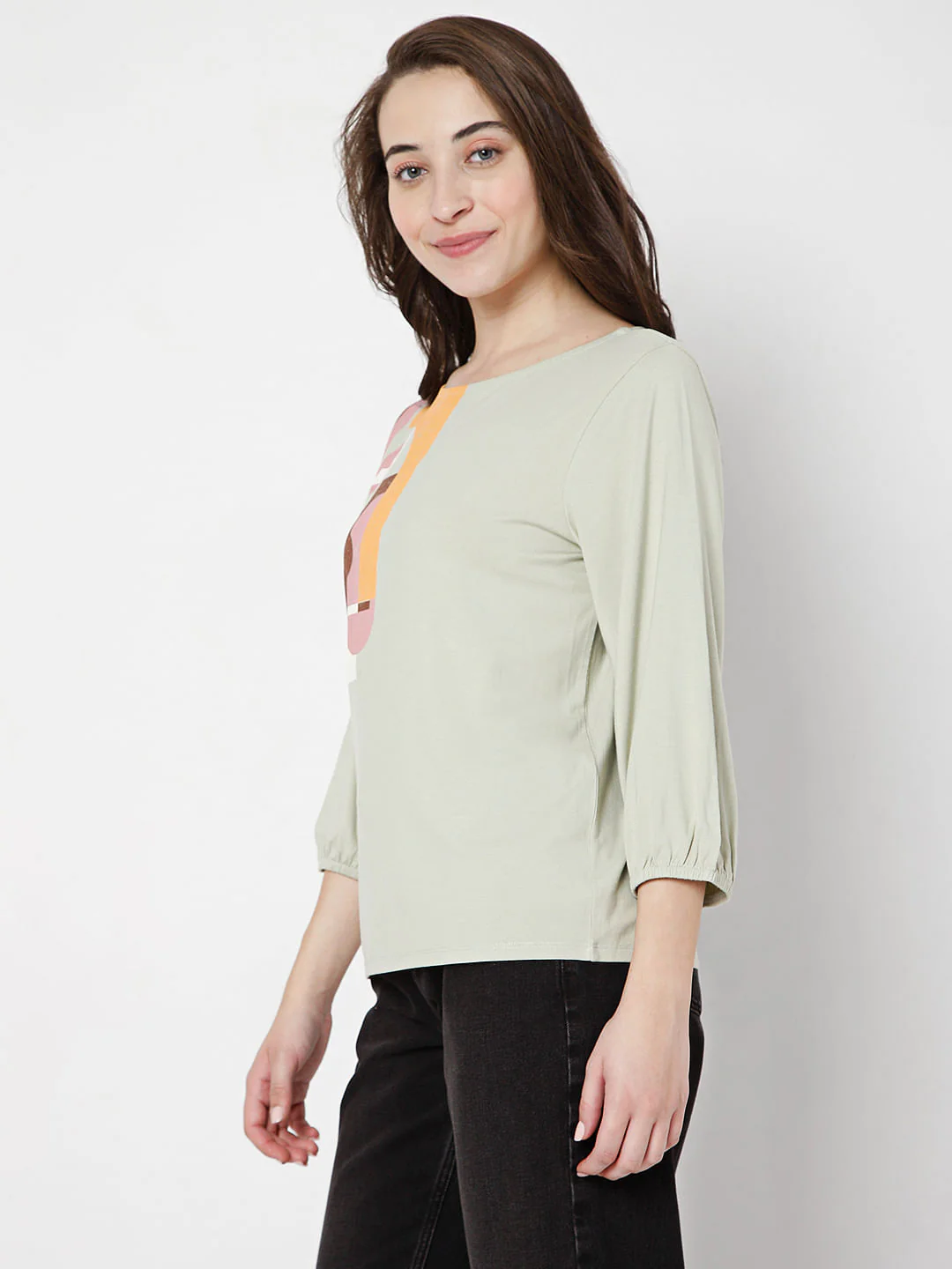 Green Abstract Print Top - Image 3