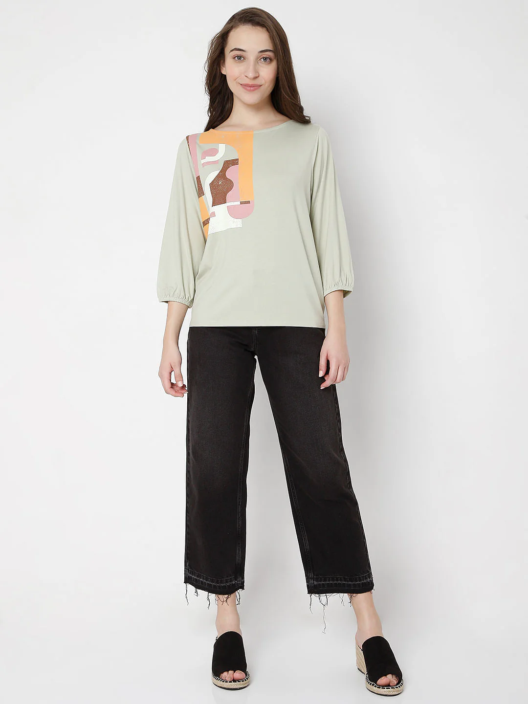 Green Abstract Print Top - Image 5