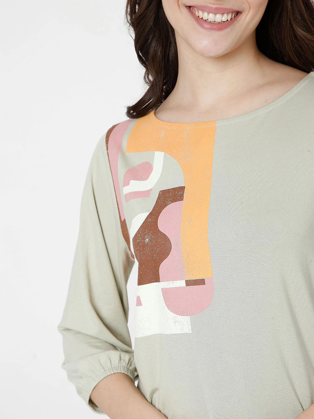 Green Abstract Print Top - Image 6
